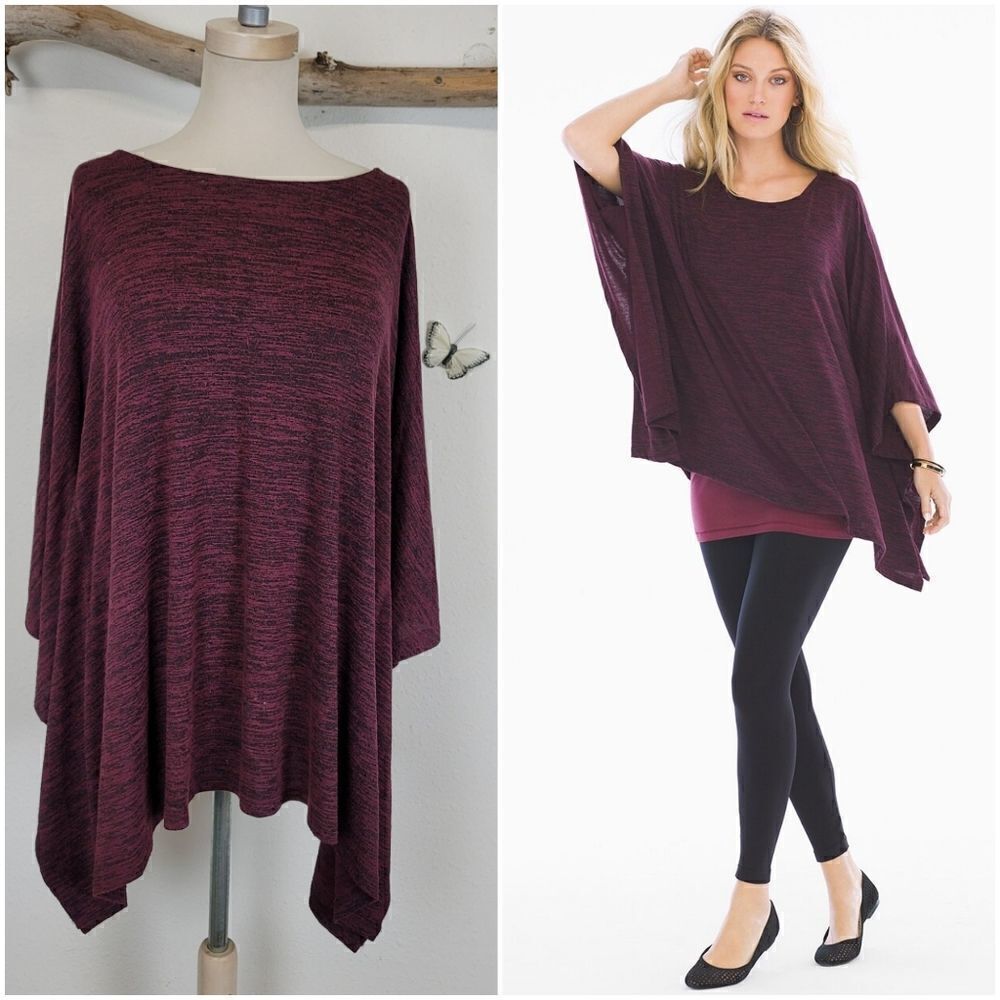 Soma mlange marsala black poncho top